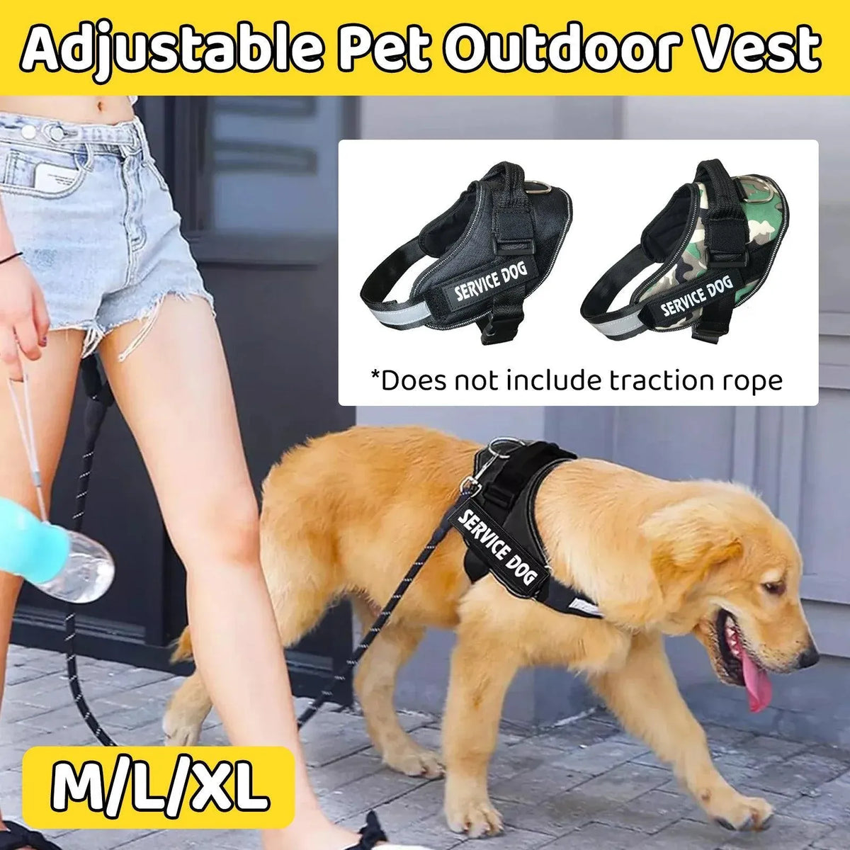 Adjustable Dog Vest Harness for Small Medium Dogs Comfortable No Pull Design - Black-XL
