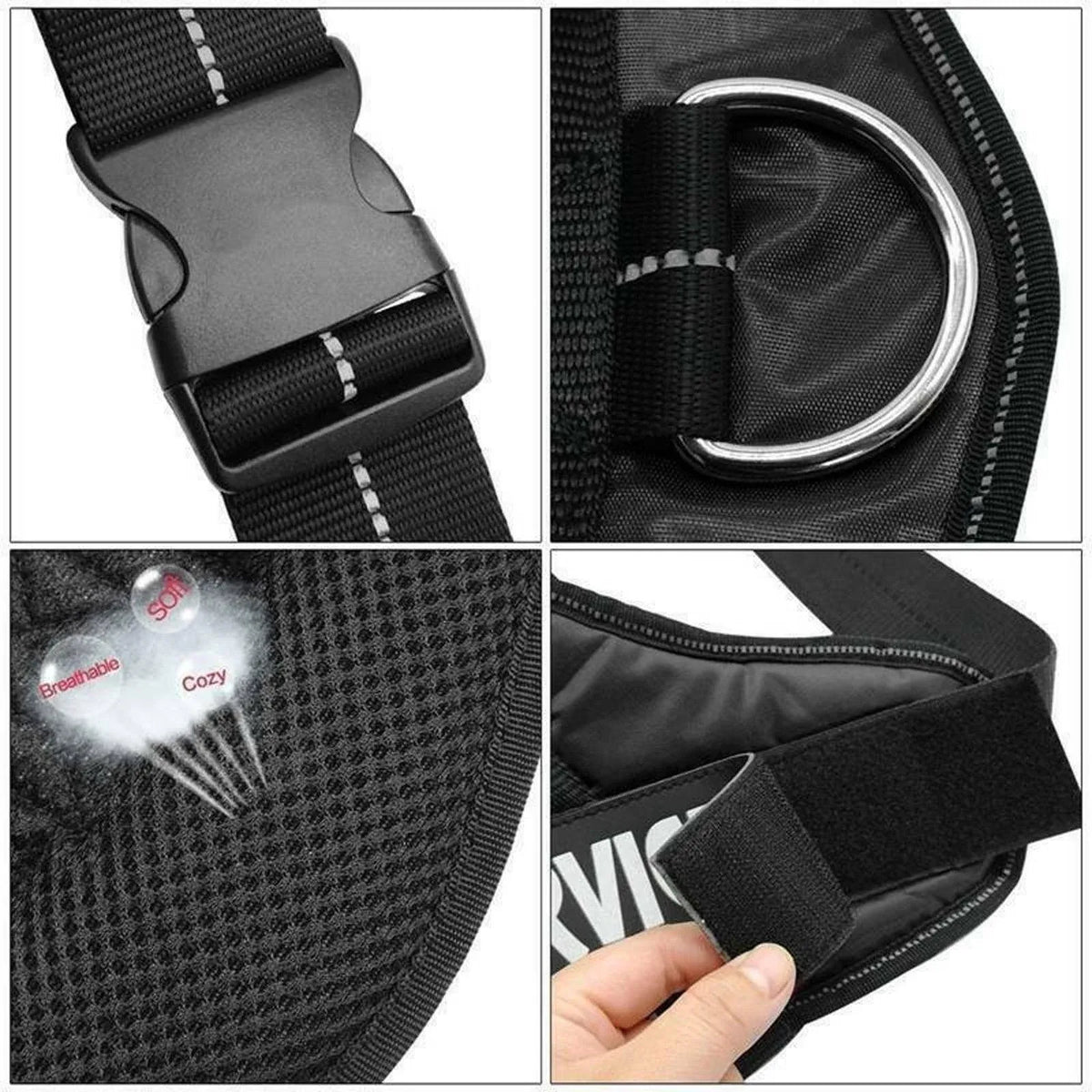 Adjustable Dog Vest Harness for Small Medium Dogs Comfortable No Pull Design - Black-XL