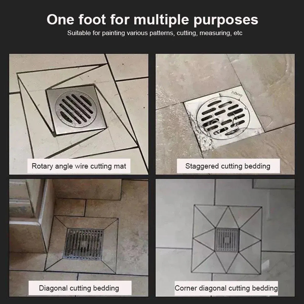Industrial Floor Drain Positioning Ruler Multi-pattern Measuring Tool Accessory - 30x30cm