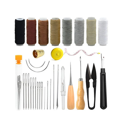 Hand Sewing Kit Canvas Leather Craft 31 or 37PCS Big Eye Needles Cotton Thread - 31PCS