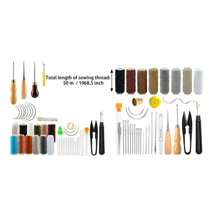 Hand Sewing Kit Canvas Leather Craft 31 or 37PCS Big Eye Needles Cotton Thread - 31PCS