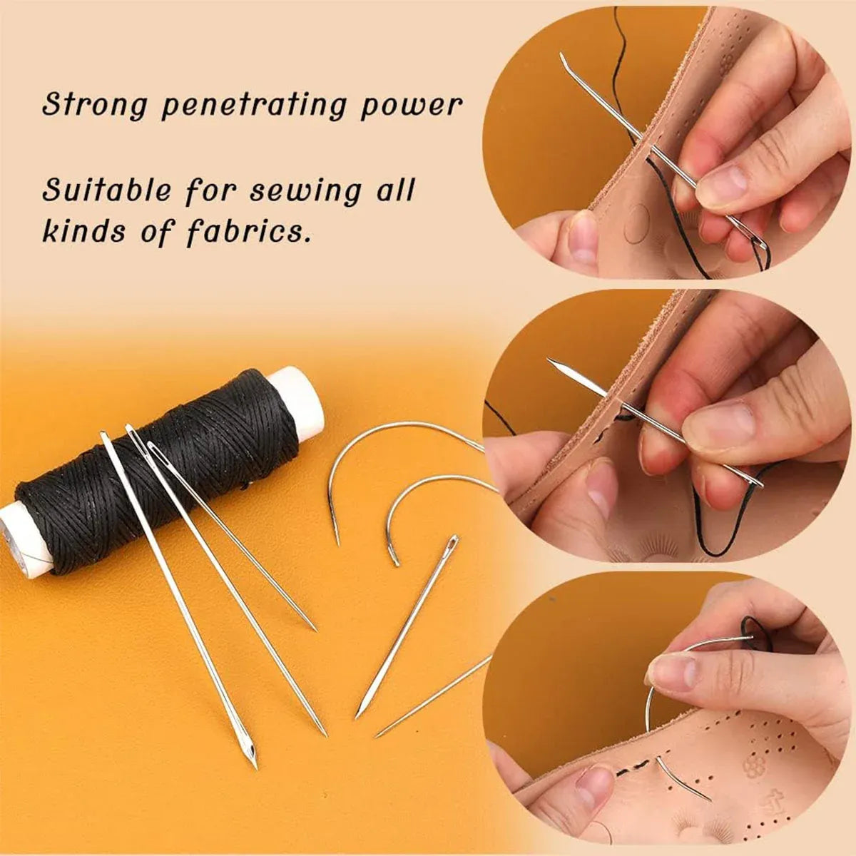 Hand Sewing Kit Canvas Leather Craft 31 or 37PCS Big Eye Needles Cotton Thread - 31PCS