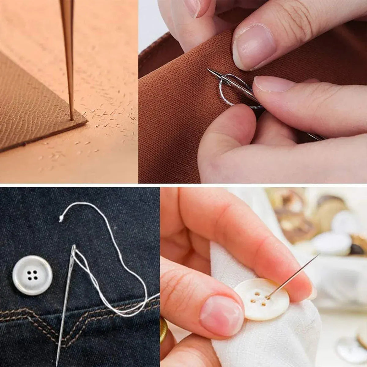 Hand Sewing Kit Canvas Leather Craft 31 or 37PCS Big Eye Needles Cotton Thread - 31PCS
