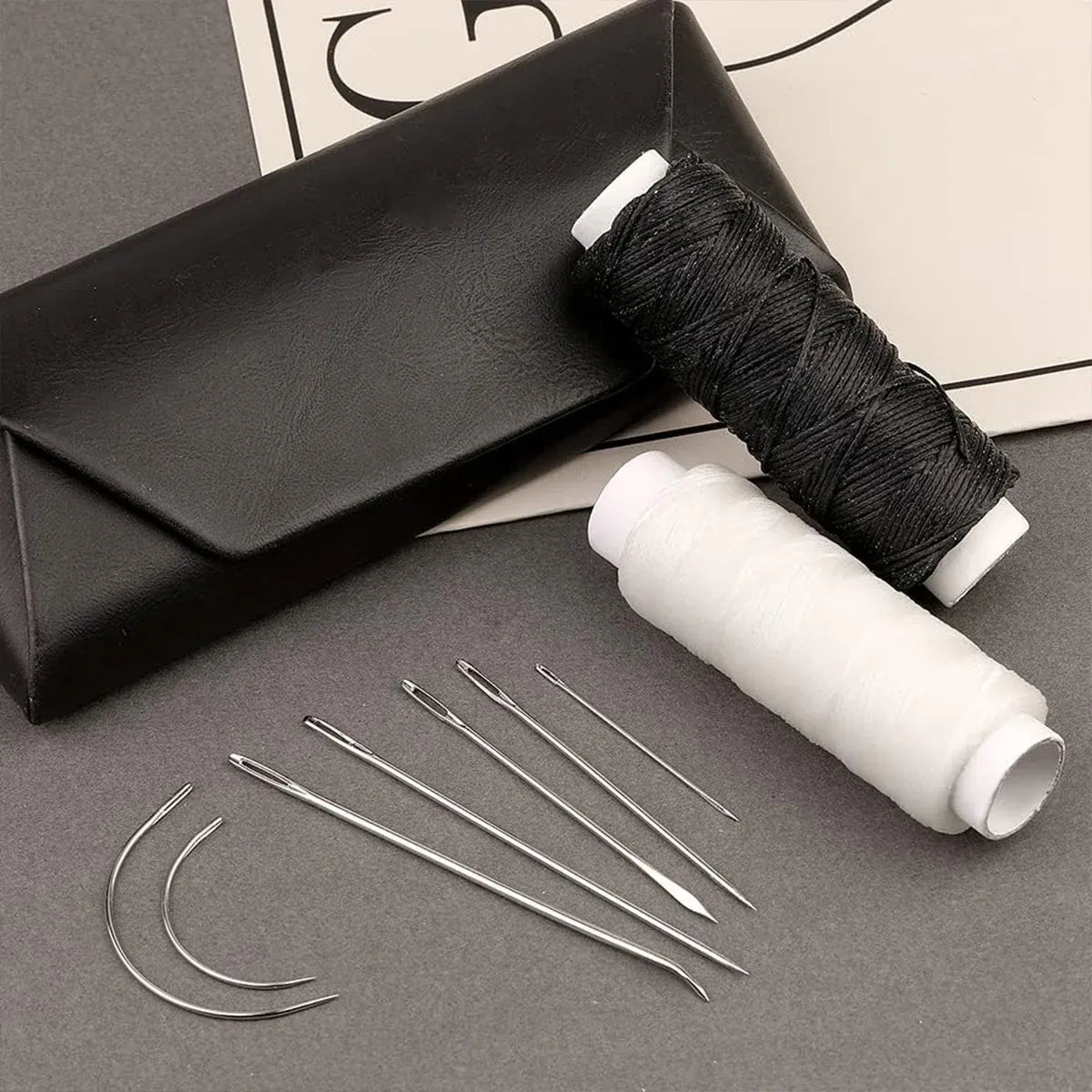 Hand Sewing Kit Canvas Leather Craft 31 or 37PCS Big Eye Needles Cotton Thread - 31PCS