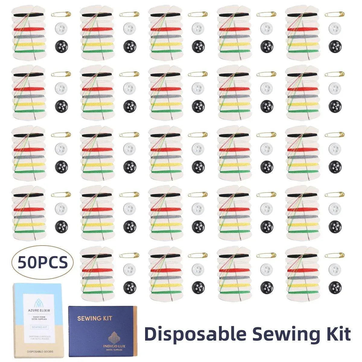 50pcs Hotel Sewing Kit Travel Emergency Sewing Set for Guesthouse and Hotel Room - A