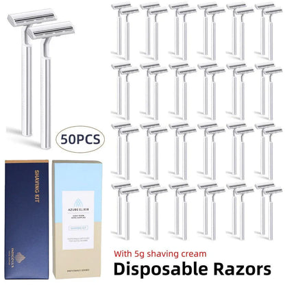 50pcs Hotel Razor and Shaving Cream Set for Guesthouse Bathroom Travel Use - Small