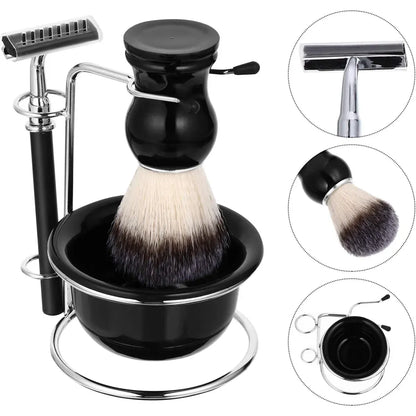 5PCS Shaving Kit Set Manual Razor Brush Stand Bowl Set for Men