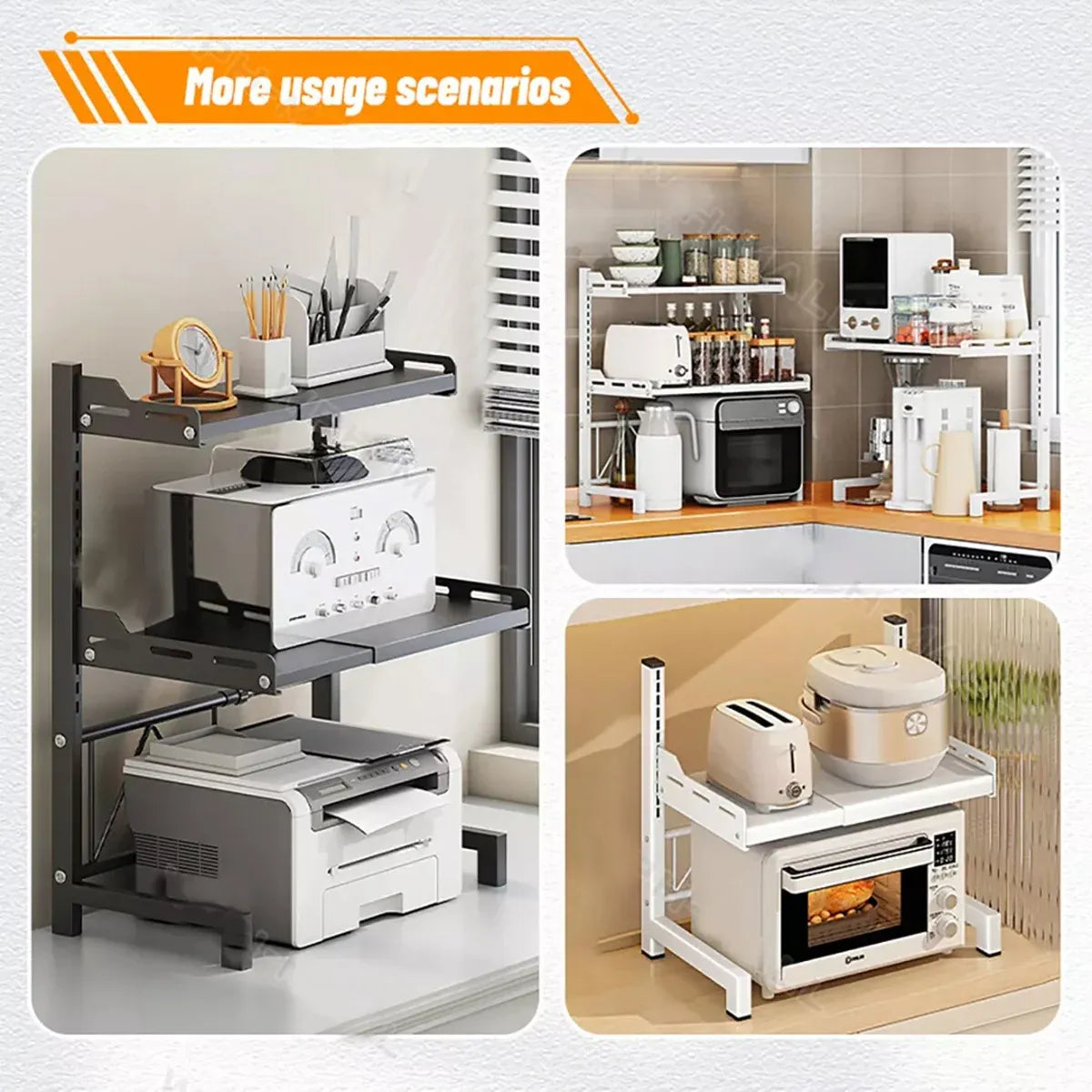 2/3Tier Microwave Oven Stand Rack Shelf Condiment Kitchen Holder Cabinet Storage - Black 2-Layer