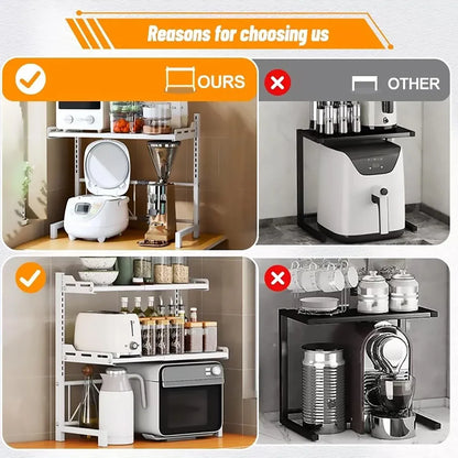 2/3Tier Microwave Oven Stand Rack Shelf Condiment Kitchen Holder Cabinet Storage - Black 2-Layer