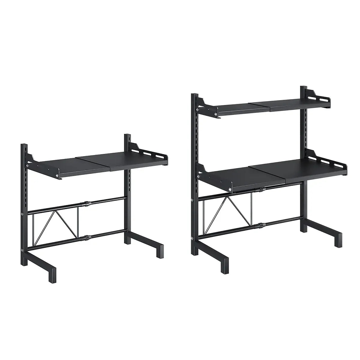 2/3Tier Microwave Oven Stand Rack Shelf Condiment Kitchen Holder Cabinet Storage - Black 3-Layer