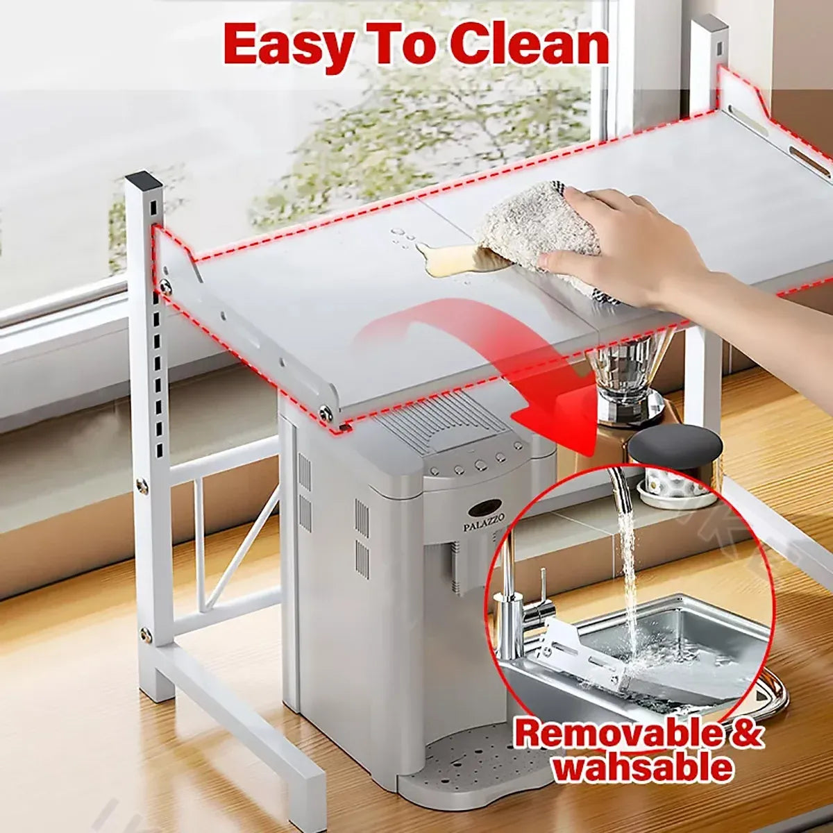 2/3Tier Microwave Oven Stand Rack Shelf Condiment Kitchen Holder Cabinet Storage - Black 3-Layer