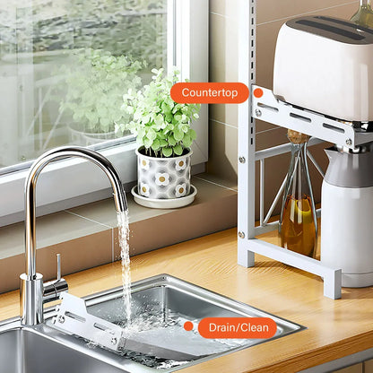 2/3Tier Microwave Oven Stand Rack Shelf Condiment Kitchen Holder Cabinet Storage - Black 3-Layer
