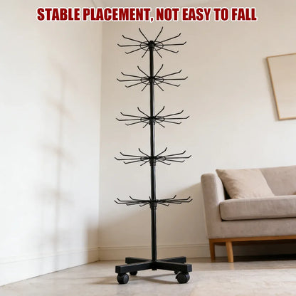 Rotating Jewellery Display Stand 5 6 Tier Metal Rack With Wheels Adjustable - 5 Tier