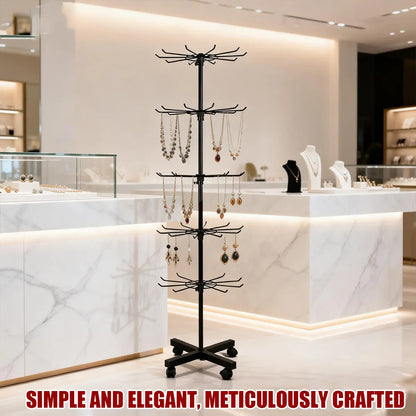 Rotating Jewellery Display Stand 5 6 Tier Metal Rack With Wheels Adjustable - 5 Tier