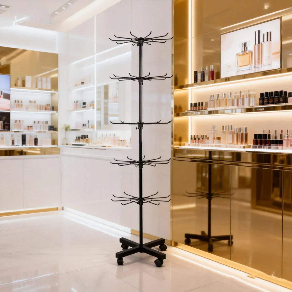 Rotating Jewellery Display Stand 5 6 Tier Metal Rack With Wheels Adjustable - 5 Tier