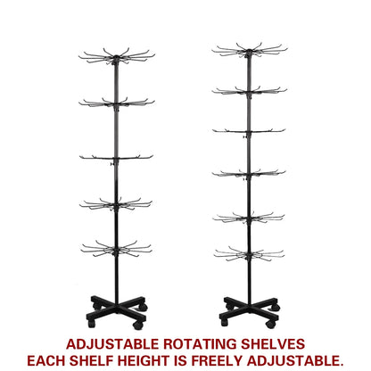 Rotating Jewellery Display Stand 5 6 Tier Metal Rack With Wheels Adjustable - 5 Tier