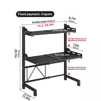 2/3Tier Microwave Oven Stand Rack Shelf Condiment Kitchen Holder Cabinet Storage - White 2-Layer