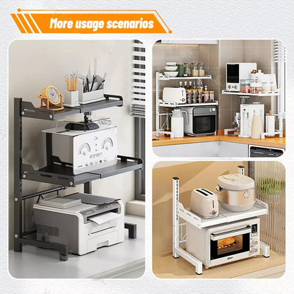 2/3Tier Microwave Oven Stand Rack Shelf Condiment Kitchen Holder Cabinet Storage - White 2-Layer