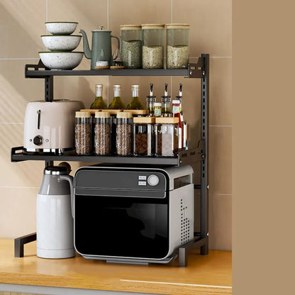 2/3Tier Microwave Oven Stand Rack Shelf Condiment Kitchen Holder Cabinet Storage - White 2-Layer