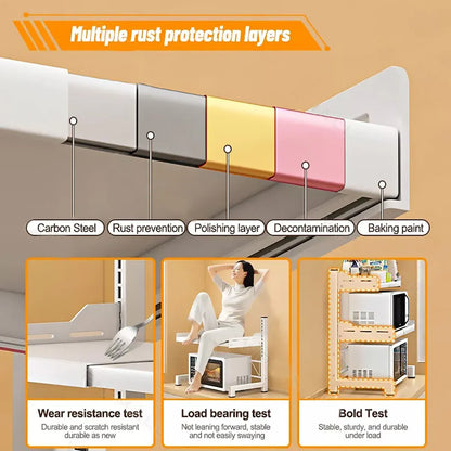 2/3Tier Microwave Oven Stand Rack Shelf Condiment Kitchen Holder Cabinet Storage - White 2-Layer