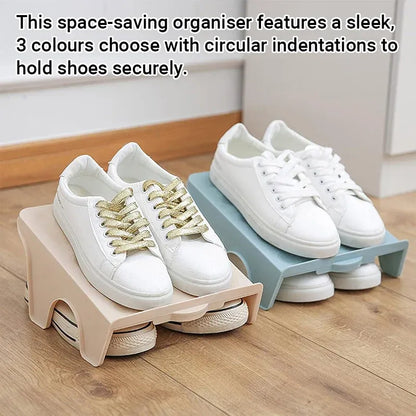 5pcs Double Layer Shoe Rack Simple Storage Organizer Space Saving Shoe Holder - Blue
