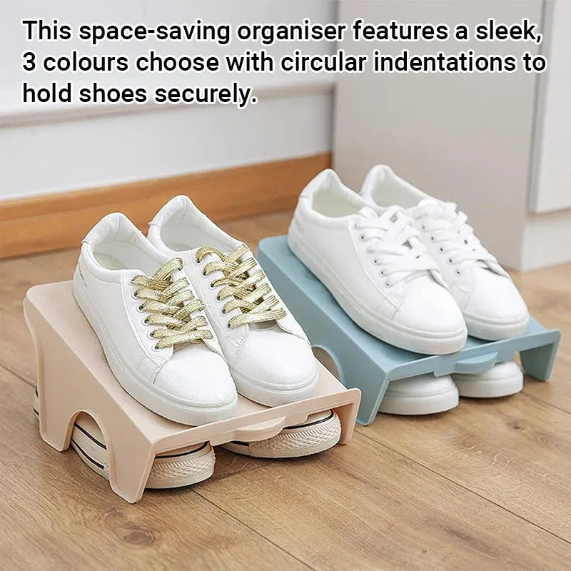 5pcs Double Layer Shoe Rack Simple Storage Organizer Space Saving Shoe Holder - Pink