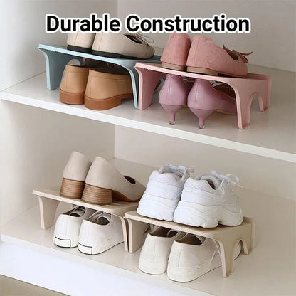 5pcs Double Layer Shoe Rack Simple Storage Organizer Space Saving Shoe Holder - Pink