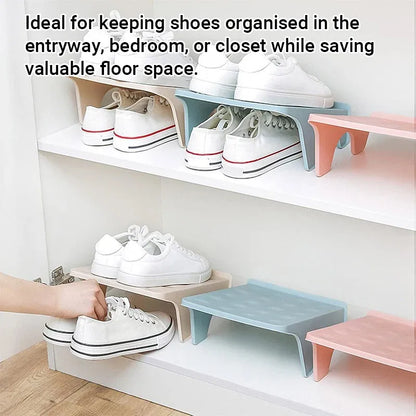 5pcs Double Layer Shoe Rack Simple Storage Organizer Space Saving Shoe Holder - Pink