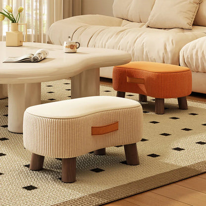 Small Stool for Home Simple Shoe Changing Low Seat Stool Wooden Household Use - Beige