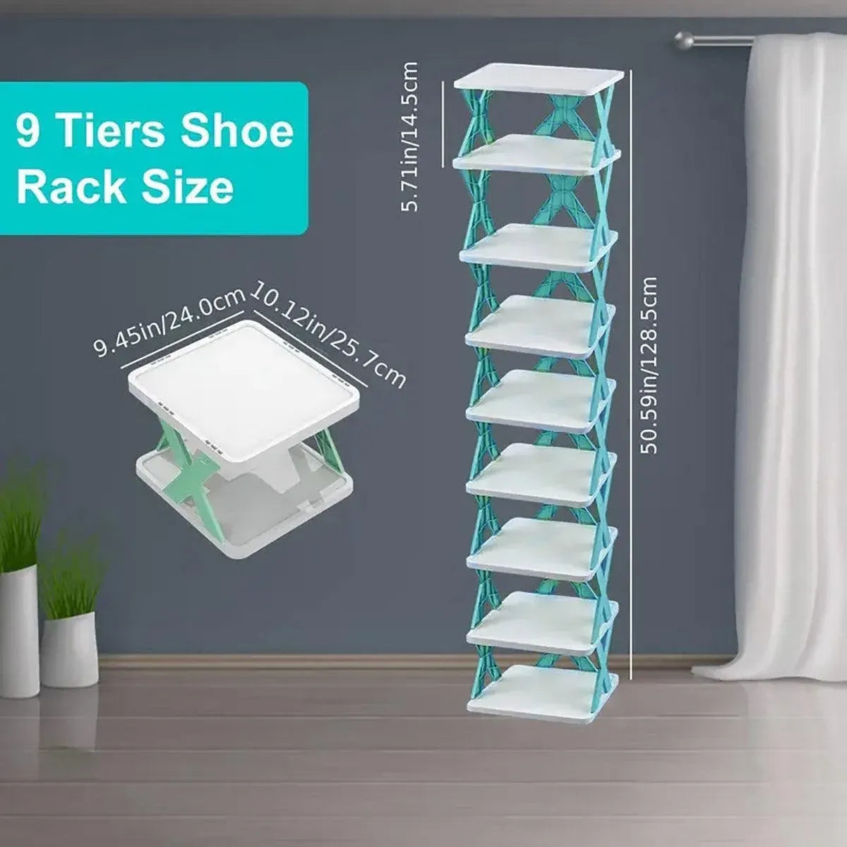 Simple Shoe Rack Home Use Space Saving Clip Storage Organizer Cabinet Stand - Blue