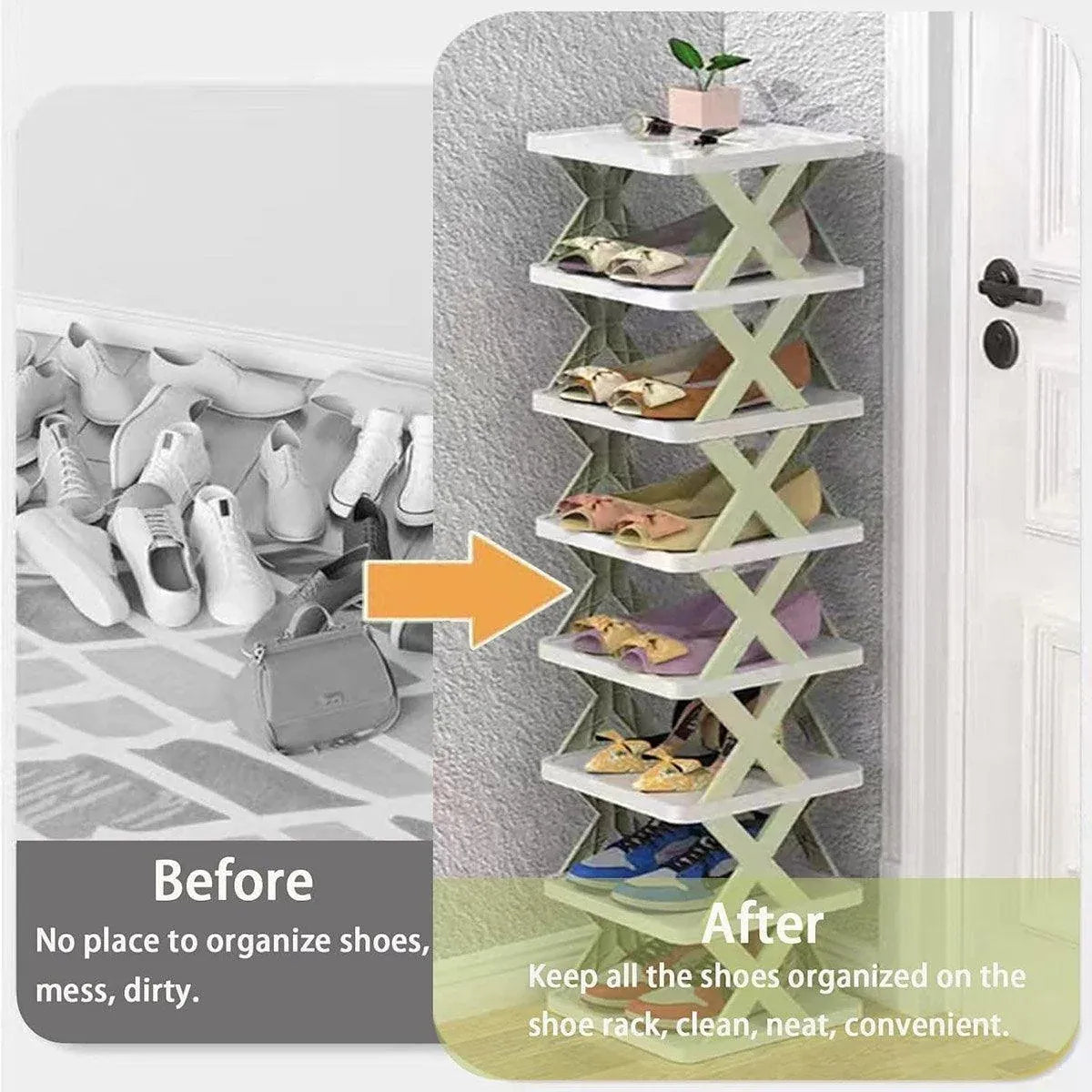 Simple Shoe Rack Home Use Space Saving Clip Storage Organizer Cabinet Stand - Blue