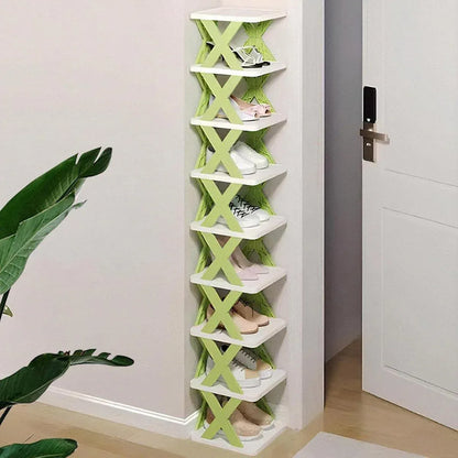Simple Shoe Rack Home Use Space Saving Clip Storage Organizer Cabinet Stand - Blue