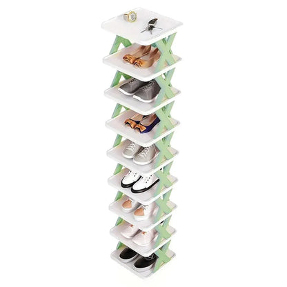 Simple Shoe Rack Home Use Space Saving Clip Storage Organizer Cabinet Stand - Green