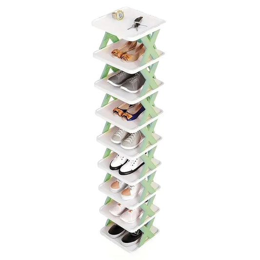 Simple Shoe Rack Home Use Space Saving Clip Storage Organizer Cabinet Stand - Green