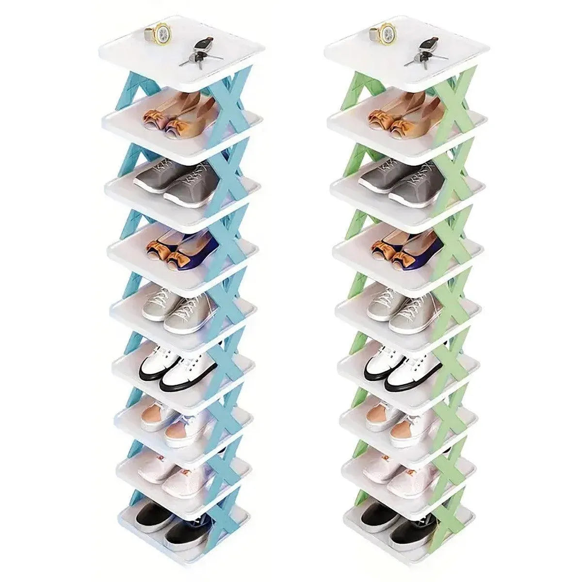 Simple Shoe Rack Home Use Space Saving Clip Storage Organizer Cabinet Stand - Green