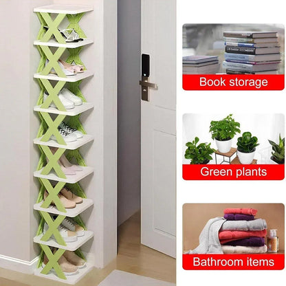 Simple Shoe Rack Home Use Space Saving Clip Storage Organizer Cabinet Stand - Green