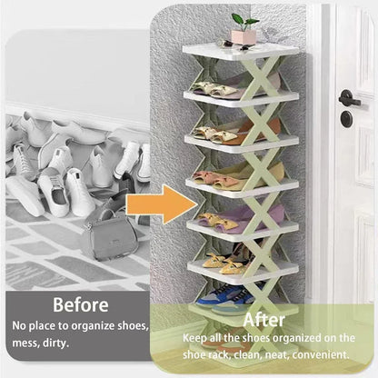 Simple Shoe Rack Home Use Space Saving Clip Storage Organizer Cabinet Stand - Green