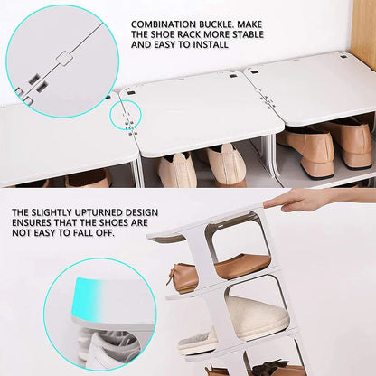 4/5Tier Shoe Rack Organizer Shelf Space Saving Storage Stand For Entryway Home - 4-Tier