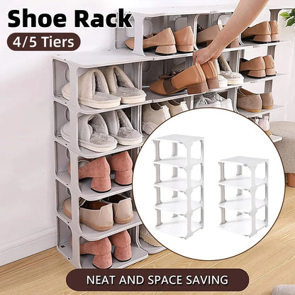 4/5Tier Shoe Rack Organizer Shelf Space Saving Storage Stand For Entryway Home - 4-Tier