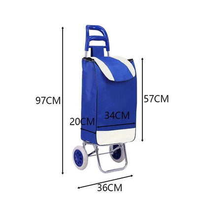 1X Shopping Cart Carts Trolley Foldable Bags Luggage Wheels Folding Basket - Red