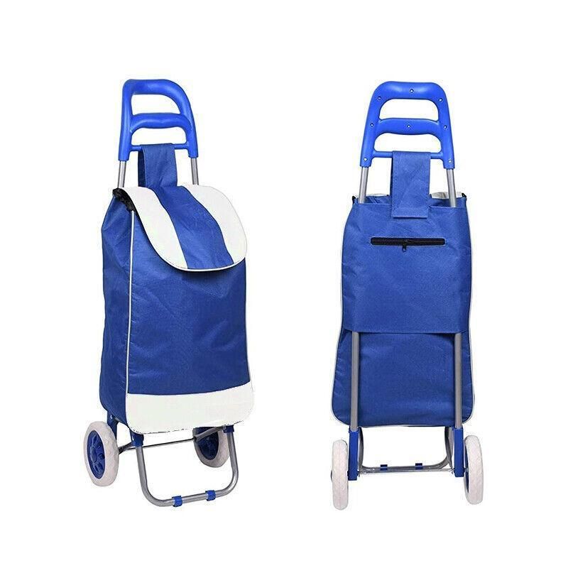 1X Shopping Cart Carts Trolley Foldable Bags Luggage Wheels Folding Basket - Red