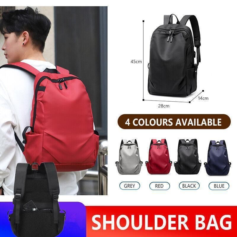Mens Backpack Large Capacity Waterproof Schoolbag Laptop Work Travel Bag - Grey