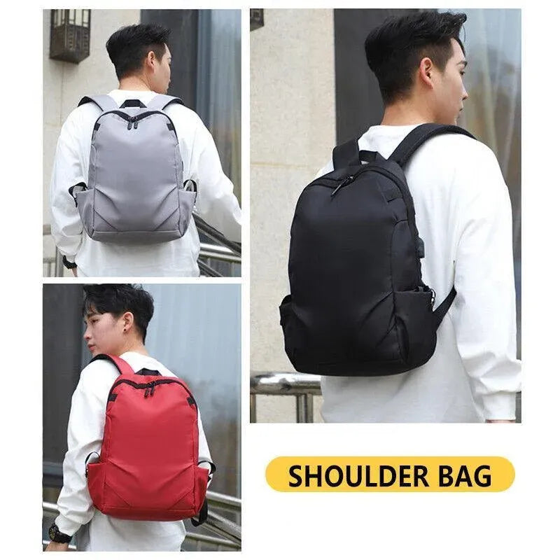 Mens Backpack Large Capacity Waterproof Schoolbag Laptop Work Travel Bag - Red