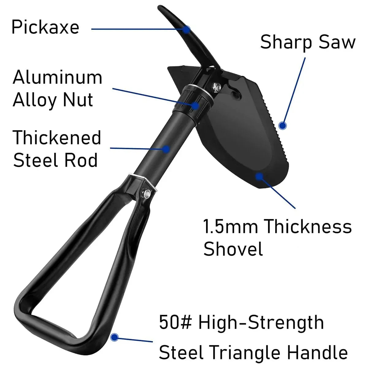 Folding Survival Shovel Outdoor Camping Emergency Tool For Hiking Fishing Rescue Gear