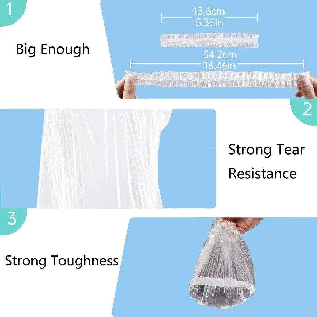 50pcs Transparent Shower Caps Individually Wrapped for Hotel Guesthouse Supplies - A
