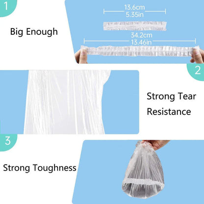 50pcs Transparent Shower Caps Individually Wrapped for Hotel Guesthouse Supplies - A