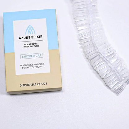 50pcs Transparent Shower Caps Individually Wrapped for Hotel Guesthouse Supplies - A