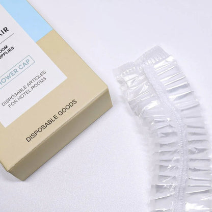 50pcs Transparent Shower Caps Individually Wrapped for Hotel Guesthouse Supplies - A