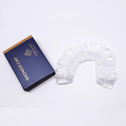 50pcs Transparent Shower Caps Individually Wrapped for Hotel Guesthouse Supplies - A