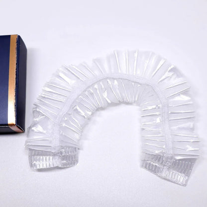 50pcs Transparent Shower Caps Individually Wrapped for Hotel Guesthouse Supplies - A